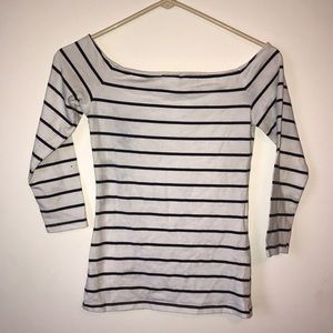 NEVER WORN- Off The Shoulder Striped Shirt